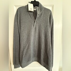 Cutter & Buck Men’s Large Charcoal 1/4 Zip Cotton Sweater NWT Golf Pullover